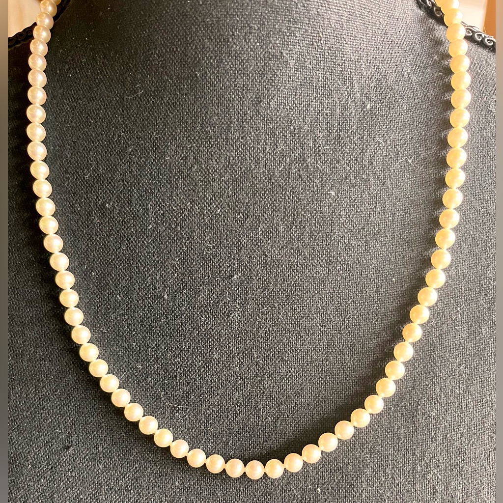 Vintage 925 Silver 22” Knotted Opalescent Faux Pearl Matinee Necklace Bridal Mcm